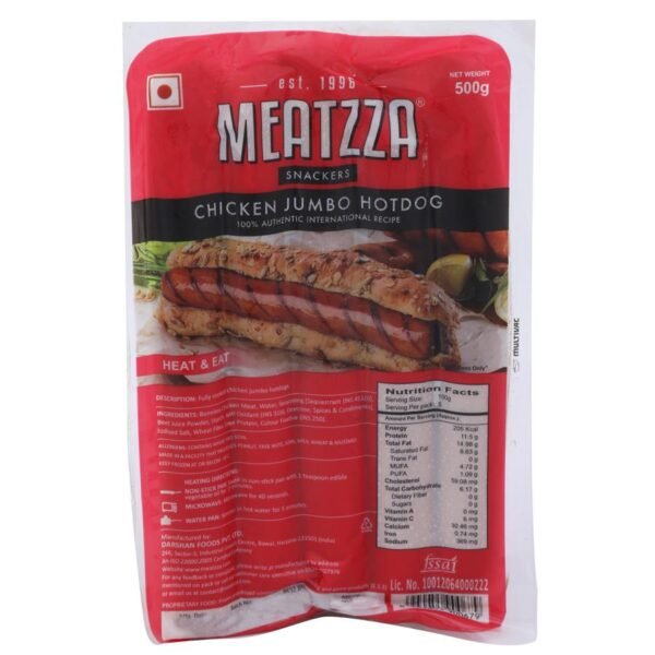 Buy Meatzza Chicken Jumbo Hot Dog 500 gm Online